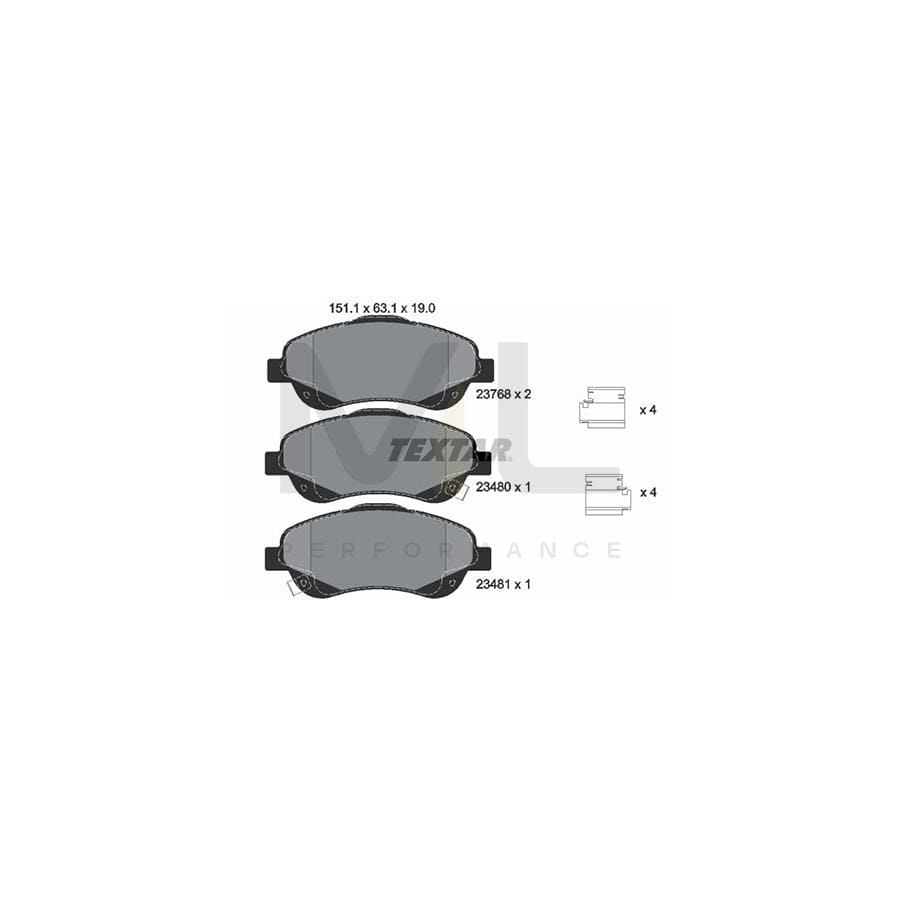 TEXTAR 2376802 Brake pad set with acoustic wear warning, with accessories