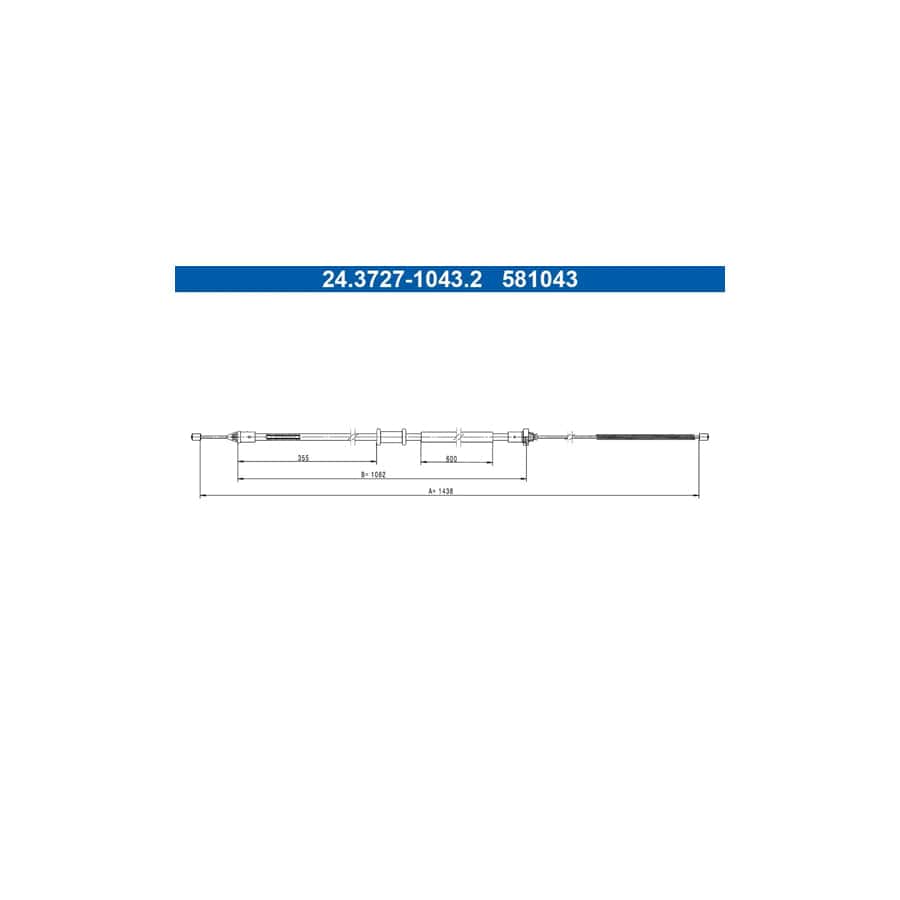 ATE 24.3727-1043.2 Hand Brake Cable for Renault Kangoo
