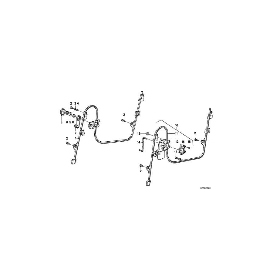 Genuine BMW 51351911385 E30 Electr.Window Lifter Rear Left (Inc. 325ix, 318i & 323i)