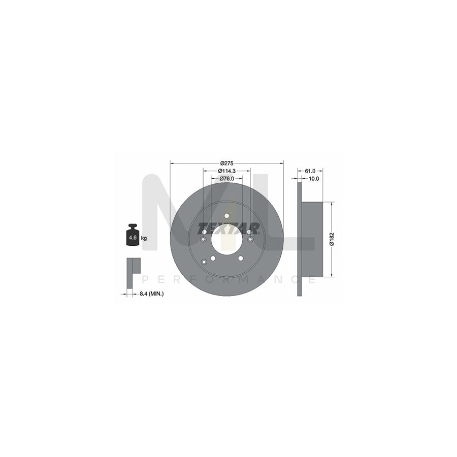 TEXTAR PRO 92185803 Brake Disc for KIA Carens III (UN) Solid, Coated, without wheel hub, without wheel studs  - 1 piece