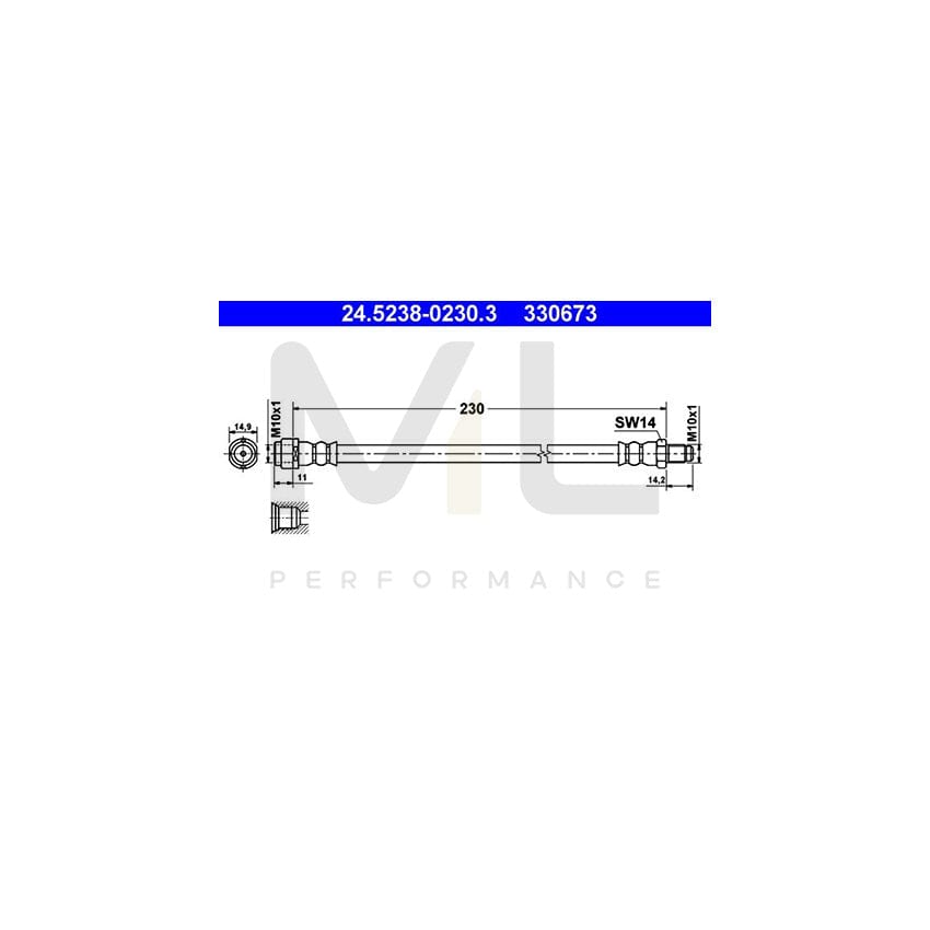 ATE 24.5238-0230.3 Brake Hose 230mm, M10x1