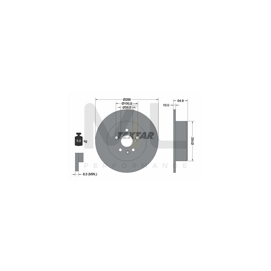 TEXTAR PRO 92135903 Brake Disc for TOYOTA AVENSIS Solid, Coated, without wheel hub, without wheel studs  - 1 piece