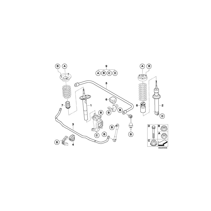 Genuine BMW 31326764461 E60 Left Front Spring Strut (Inc. 530i, 525d & 520i)