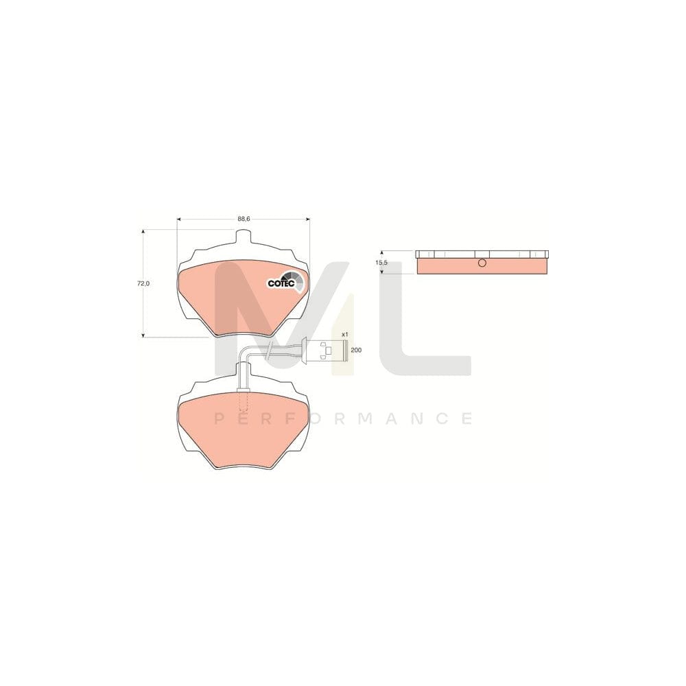 TRW Cotec Gdb976 Brake Pad Set Incl. Wear Warning Contact