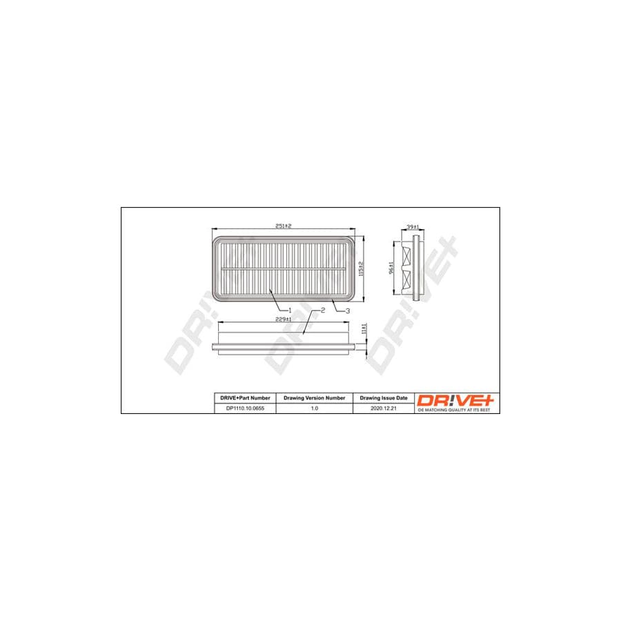 Dr!Ve+ Dp1110.10.0655 Air Filter For Kia Picanto I (Sa)