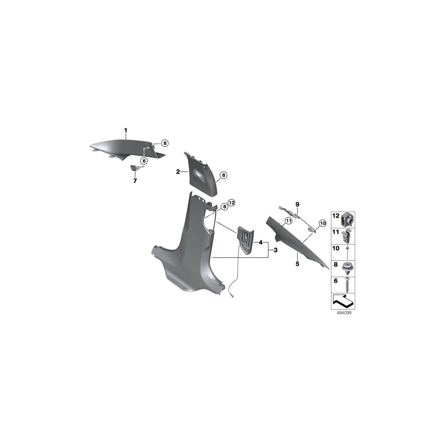 Genuine BMW 51437384535 F90 G30 Bracket, Column C Cover, Left (Inc. 520i 1.6, 530dX & 520dX)
