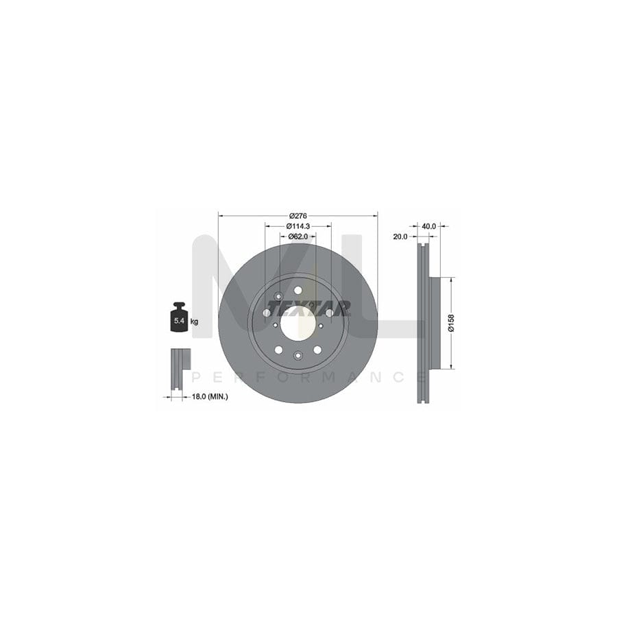 TEXTAR PRO 92204703 Brake Disc for SUZUKI Swift III Hatchback (MZ, EZ) Externally Vented, Coated, without wheel hub, without wheel studs  - 1 piece