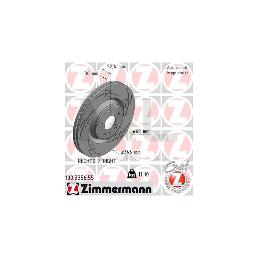 ZIMMERMANN BLACK Z 100.3356.55 Brake Disc Internally Vented, Slotted, Coated, High-carbon