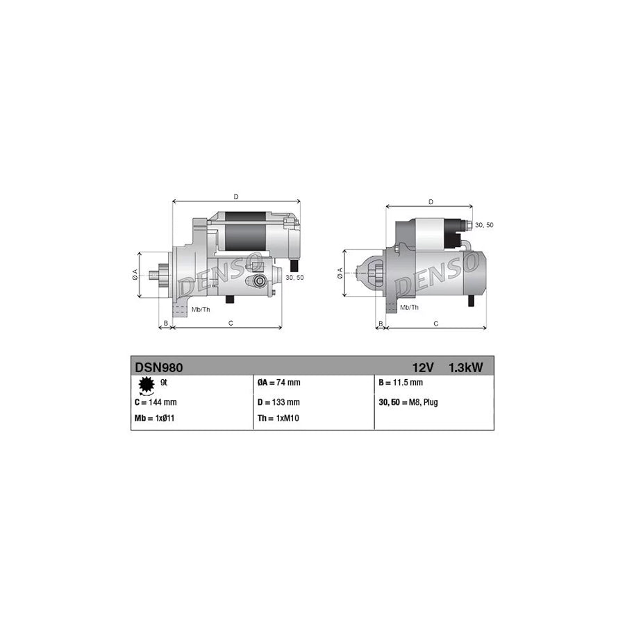 DENSO DSN980 Starter Motor for Toyota Yaris II Hatchback (Xp9)