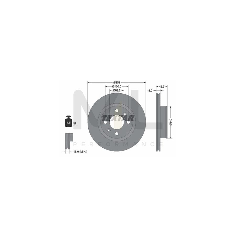TEXTAR 92196500 Brake Disc Internally Vented, without wheel hub, without wheel studs  - 1 piece