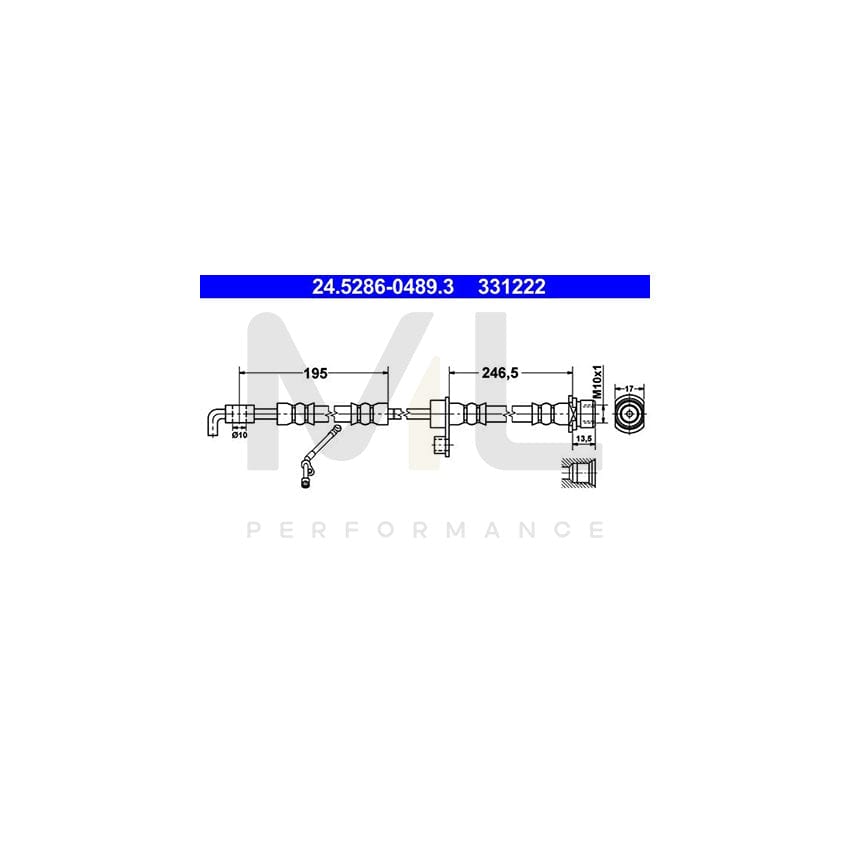 ATE 24.5286-0489.3 Brake Hose 488mm, M10x1