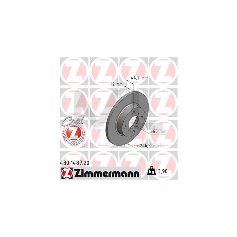 ZIMMERMANN COAT Z 430.1487.20 Brake Disc Solid, Coated  - 1 piece