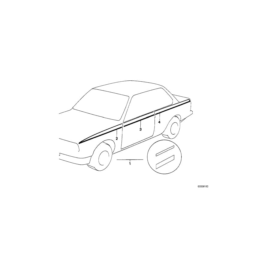 Genuine BMW 51141866638 E30 E12 E24 Decorative Strip Silver Front Right (Inc. 530i, 318 & 524d)