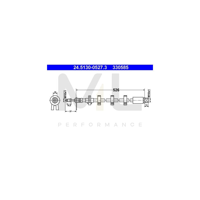 ATE 24.5130-0527.3 Brake Hose for PEUGEOT 406 526mm, M10x1