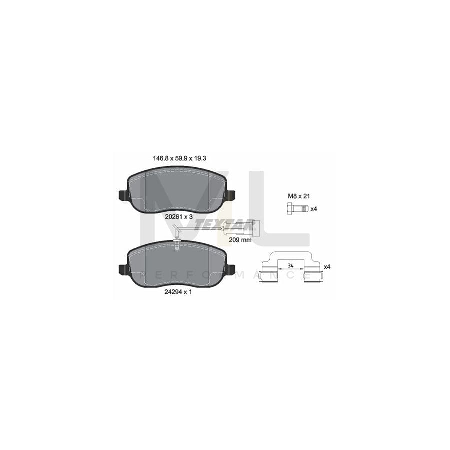 TEXTAR 2429401 Brake pad set for FIAT Croma II Estate (194) with integrated wear warning contact