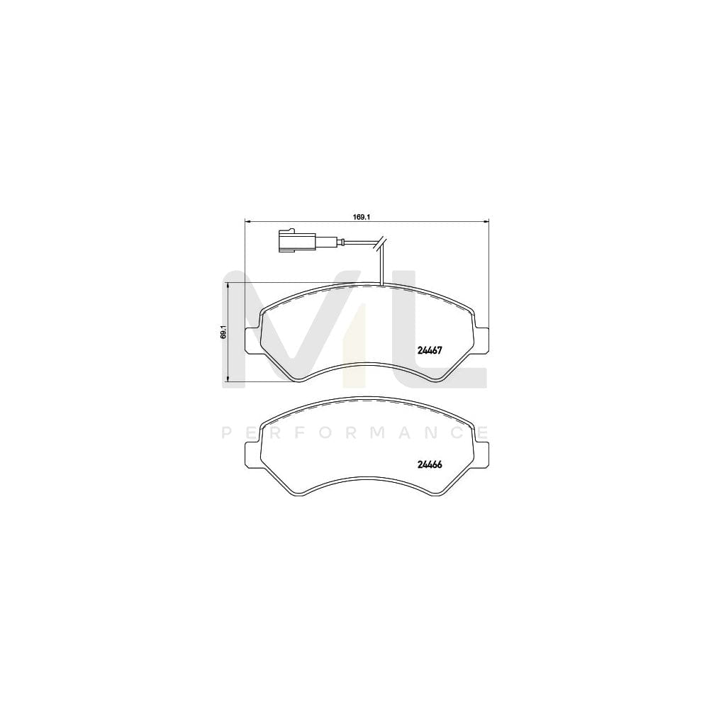Hella 8DB 355 021-281 Brake Pad Set With Integrated Wear Warning Contact, With Accessories | ML Performance Car Parts