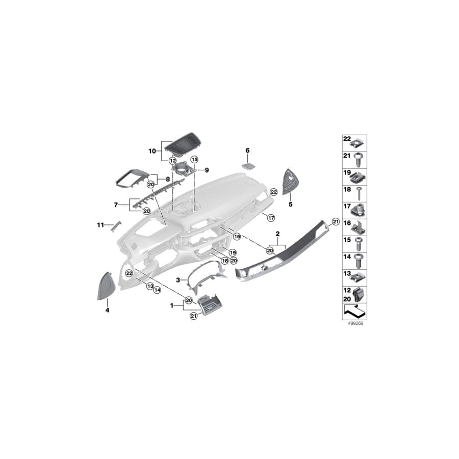 Genuine BMW 51459362999 G11 G12 Cover Pan.Inst.Pan.Light Oak Front Pass. Left hand drive (Inc. 750dX, 740iX & 740LeX)