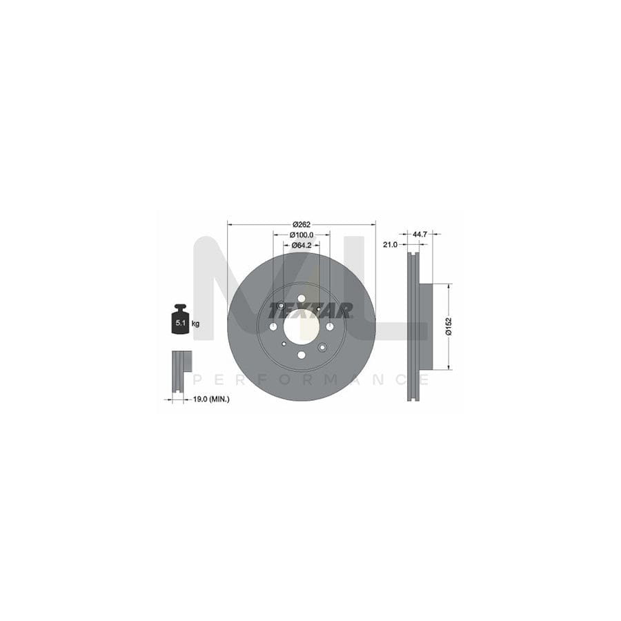 TEXTAR PRO 92060903 Brake Disc Internally Vented, Coated, without wheel hub, without wheel studs  - 1 piece