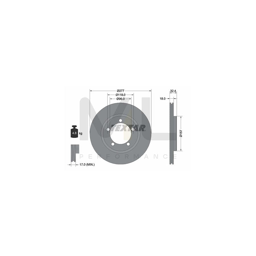 TEXTAR 92114200 Brake Disc Internally Vented, without wheel hub, without wheel studs  - 1 piece