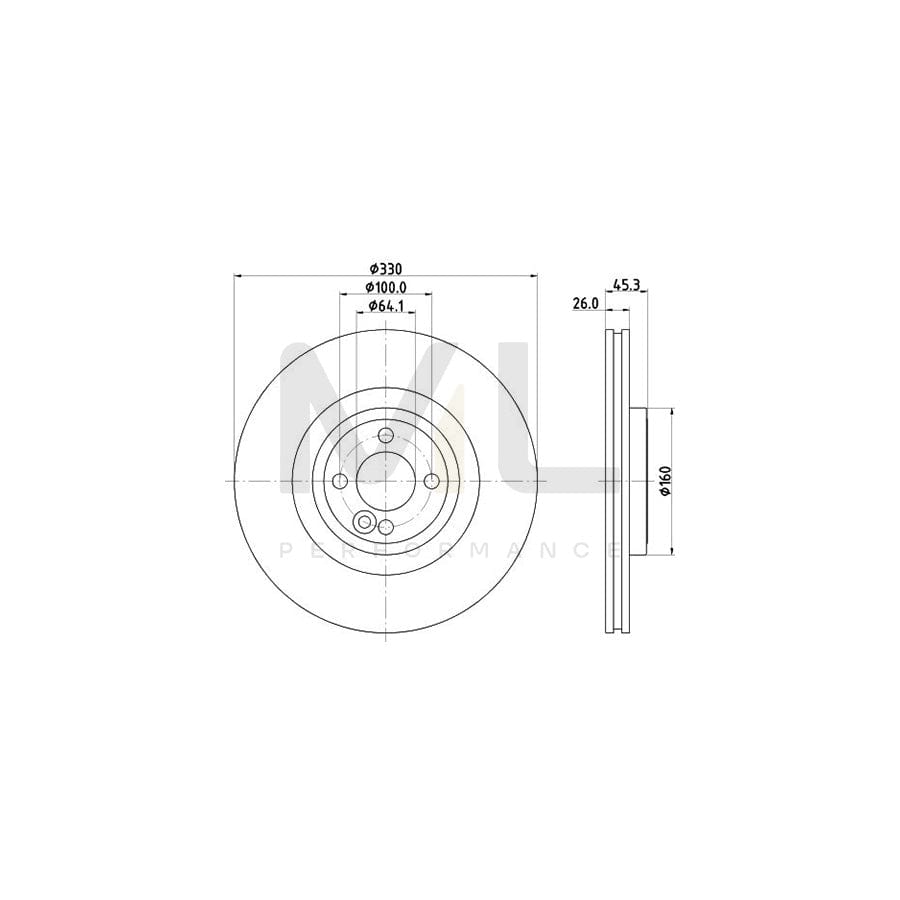 HELLA PRO 8DD 355 122-731 Brake Disc for MINI Hatchback (R56) Internally Vented, Coated, without wheel hub, without wheel studs | ML Performance Car Parts