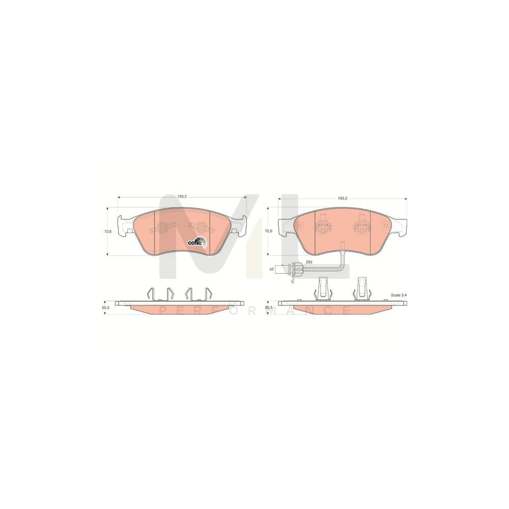 TRW Cotec Gdb1553 Brake Pad Set Incl. Wear Warning Contact