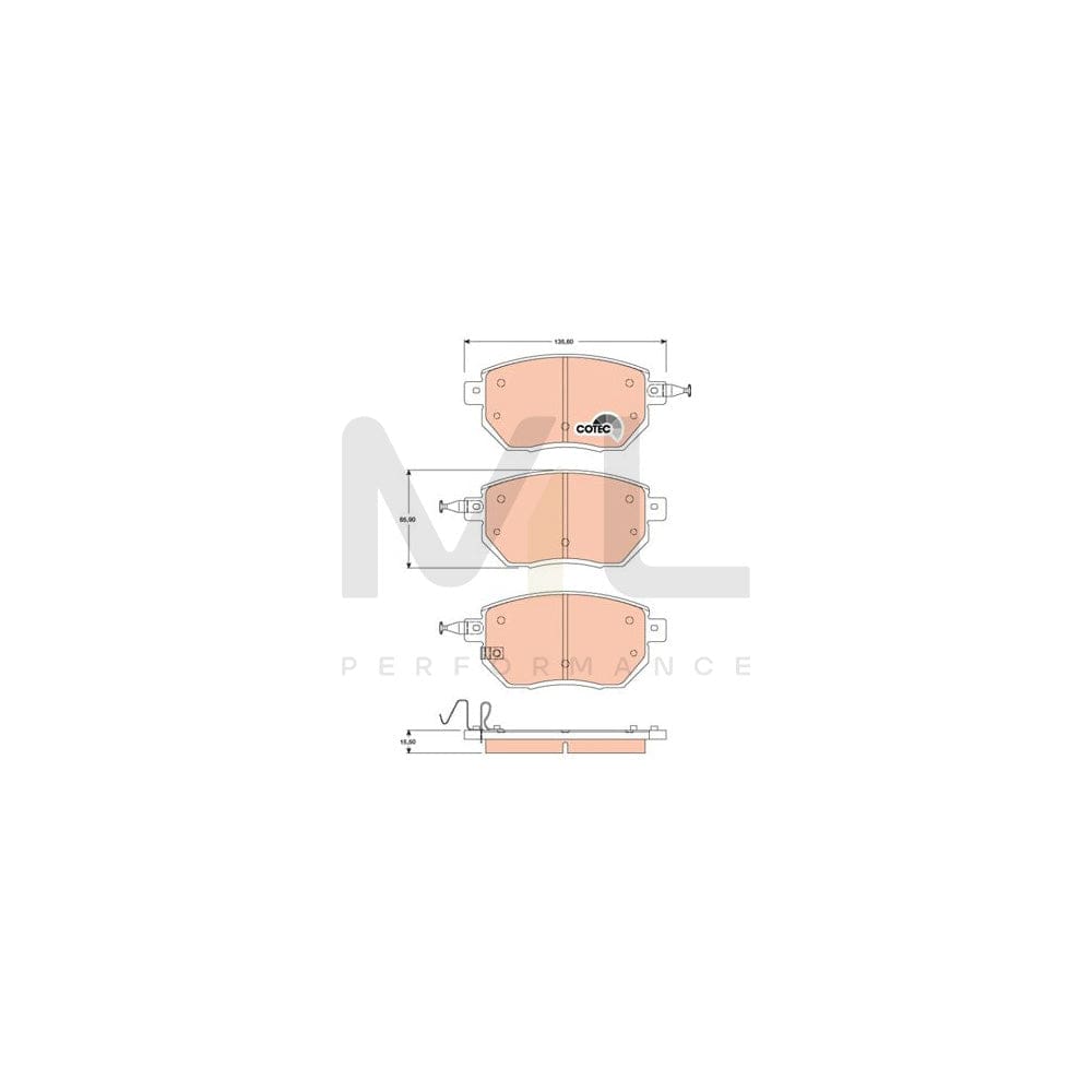 TRW Cotec Gdb3416 Brake Pad Set With Acoustic Wear Warning