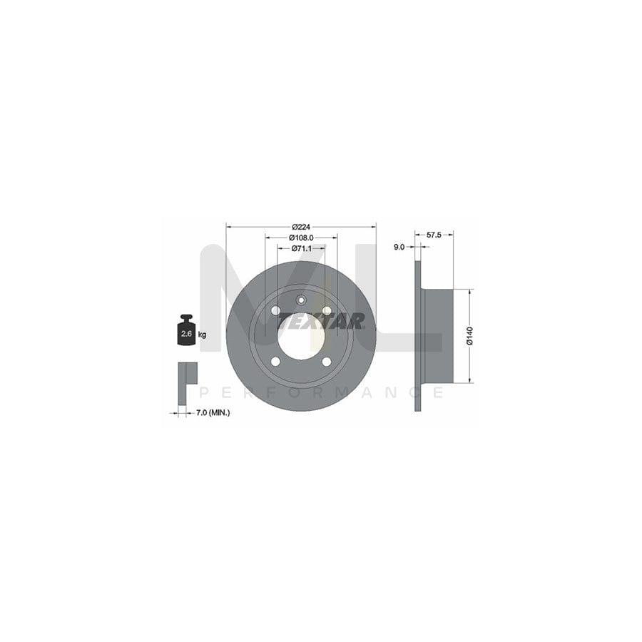 TEXTAR 92059700 Brake Disc for CITRO??? XANTIA Solid, without wheel hub, without wheel studs  - 1 piece