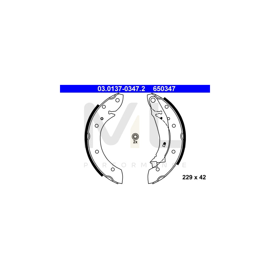 ATE 03.0137-0347.2 Brake Shoe Set with lever