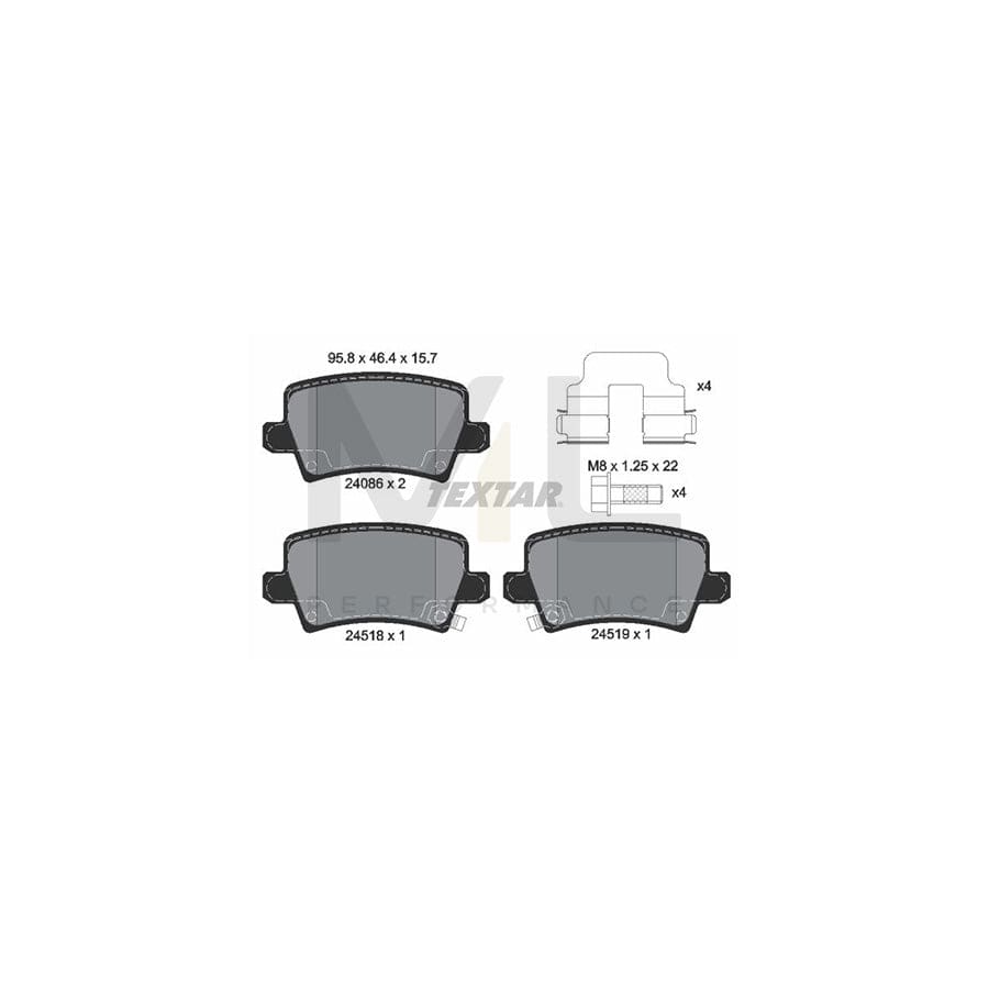 TEXTAR 2408601 Brake pad set for HONDA Civic VIII Hatchback (FN, FK) with acoustic wear warning