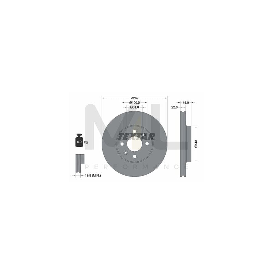 TEXTAR PRO 92064803 Brake Disc Internally Vented, Coated, without wheel hub, without wheel studs  - 1 piece