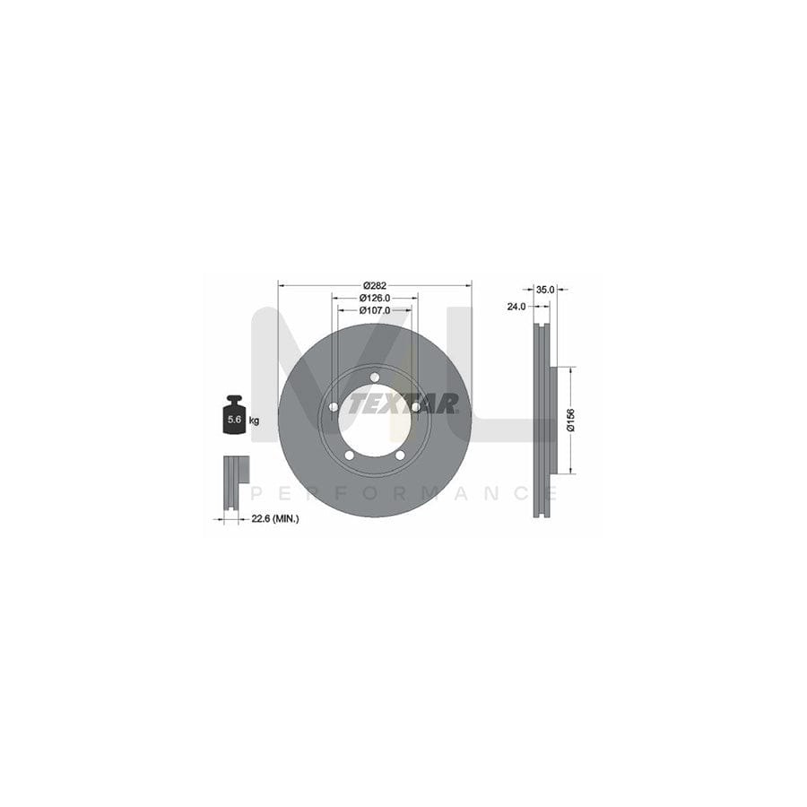 TEXTAR 92039600 Brake Disc for PORSCHE 911 Internally Vented, without wheel hub, without wheel studs  - 1 piece