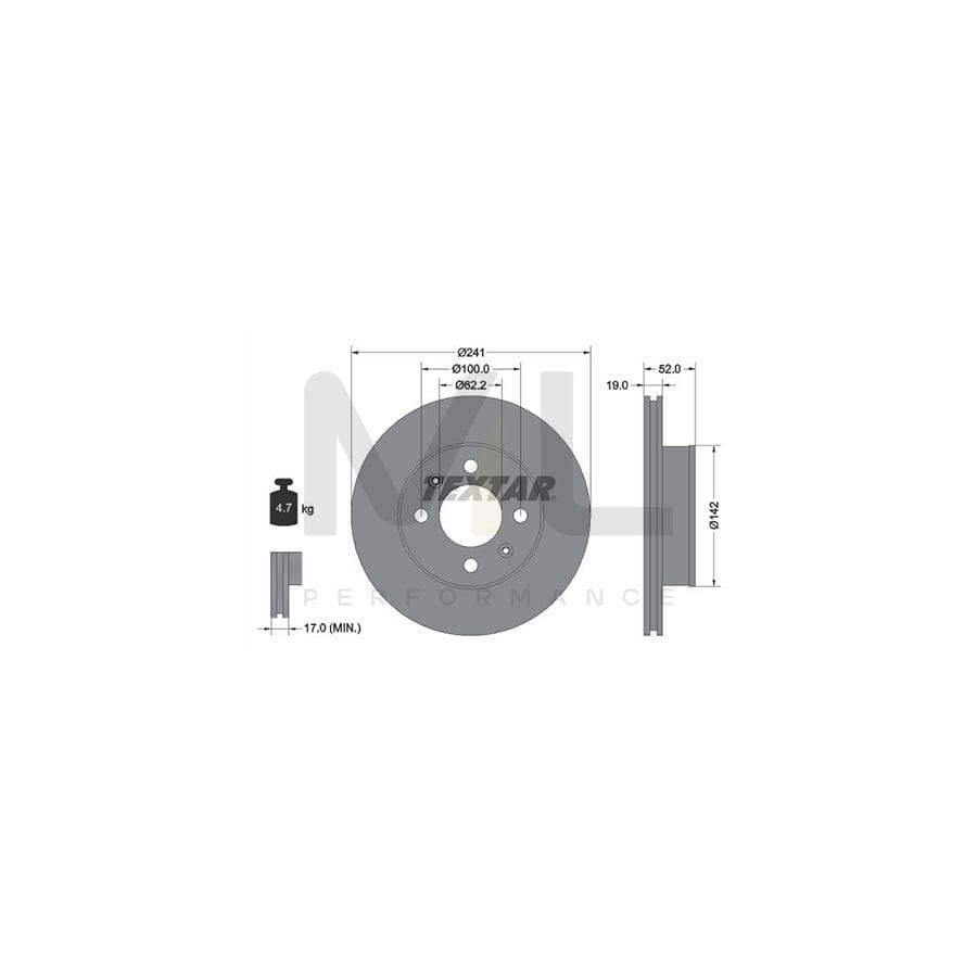 TEXTAR 92128500 Brake Disc Internally Vented, without wheel hub, without wheel studs  - 1 piece