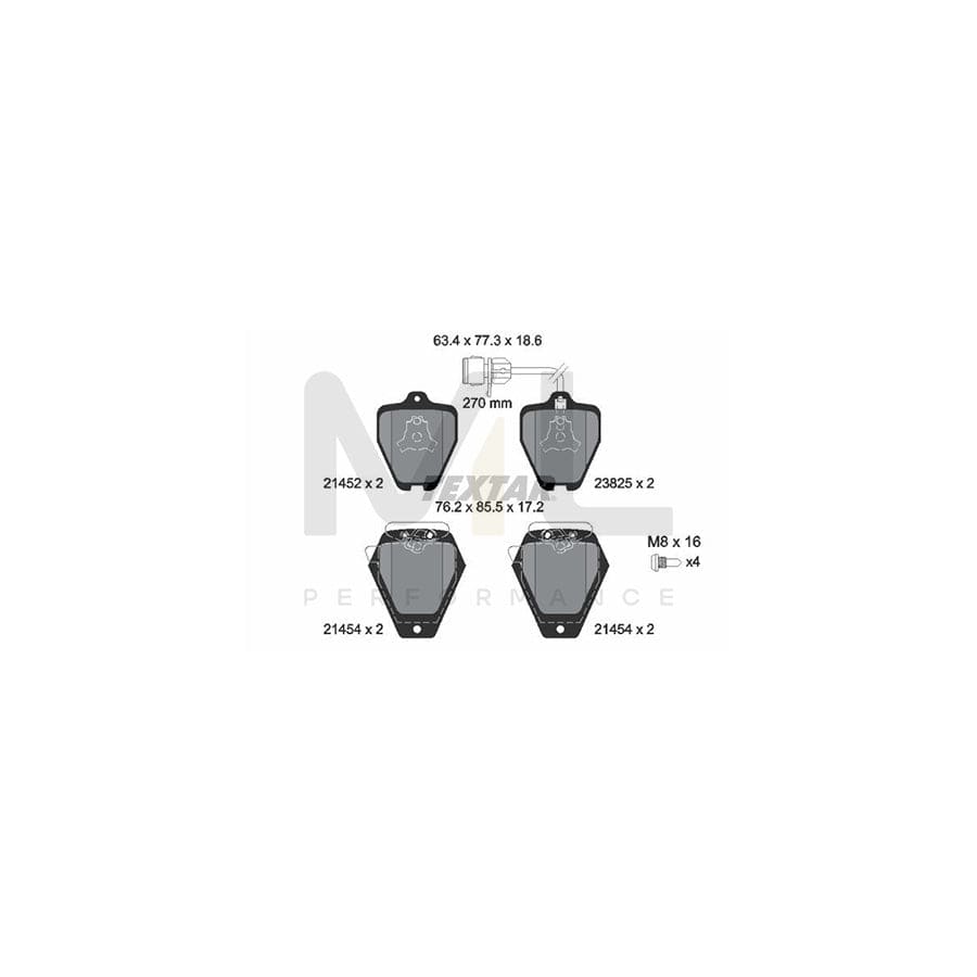 TEXTAR 2145201 Brake pad set with integrated wear warning contact, with brake caliper screws, with counterweights