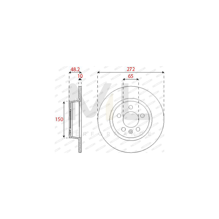 Ferodo DDF2691C Brake Disc for Audi A1 Solid  - Pair