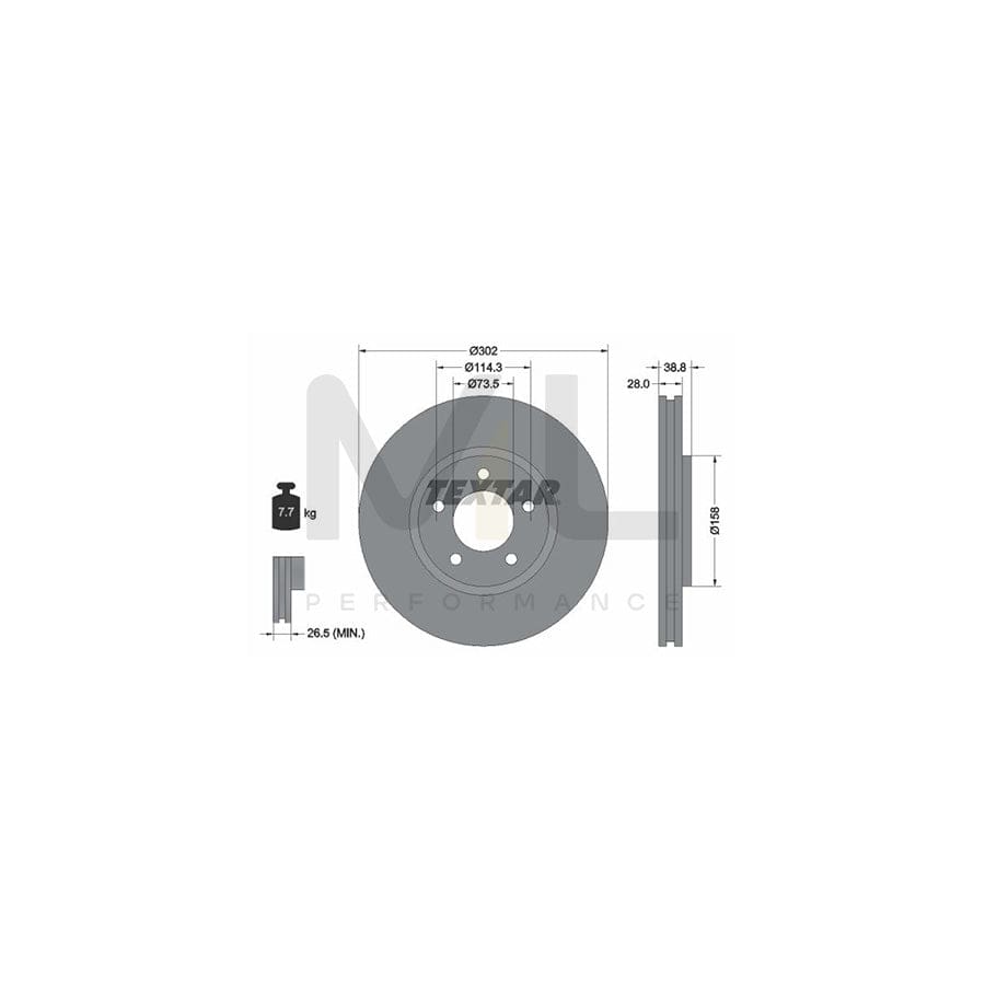 TEXTAR 92108200 Brake Disc Externally Vented, without wheel hub, without wheel studs  - 1 piece