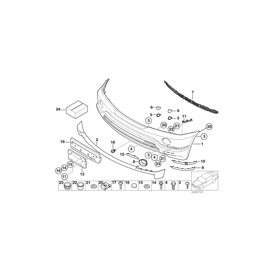 Genuine BMW 51117062602 E53 Trim Cover, Bumper, Primed, Front (Inc. X5 4.6is)
