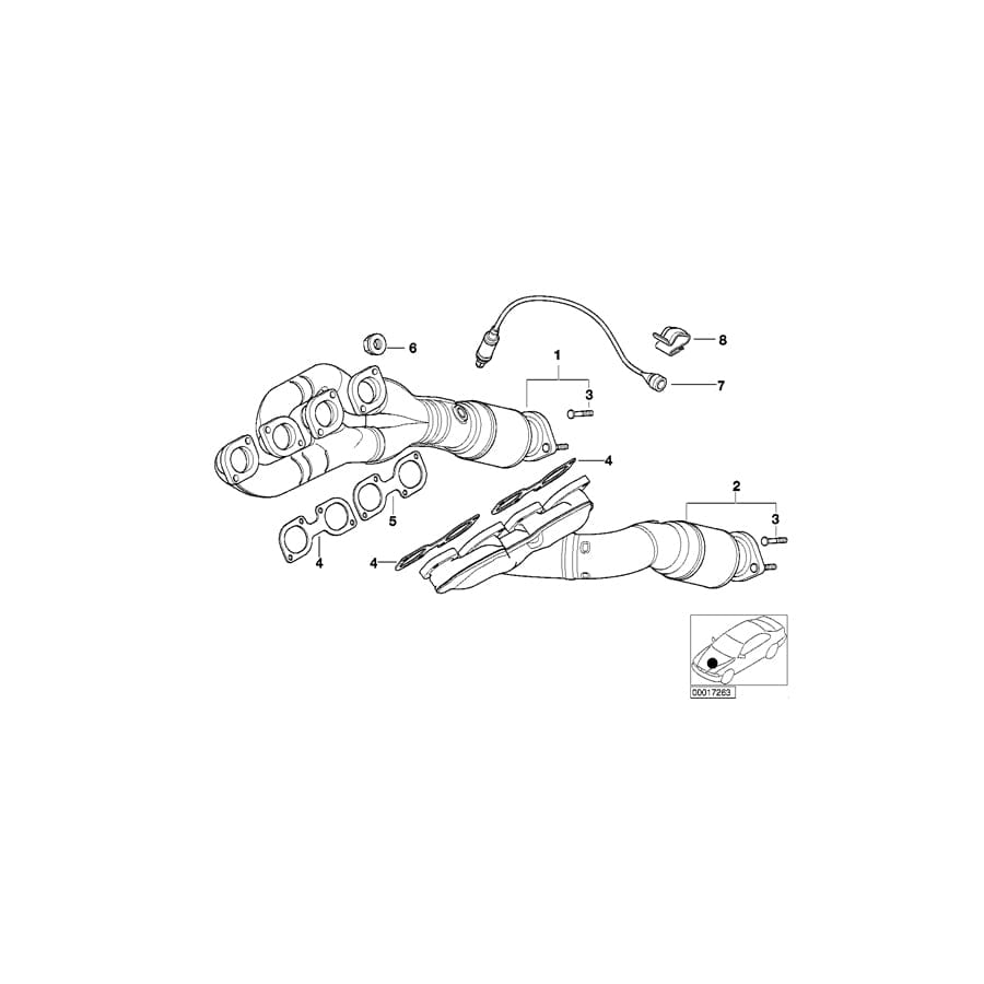 Genuine BMW 11621437496 E39 E38 Rp-Exhaust Manifold With Catalytic Conv. ZYL.5-8 (Inc. 740iL, 740iLP & 540iP)