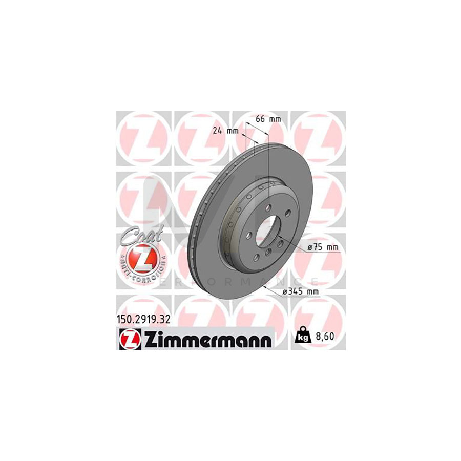 ZIMMERMANN FORMULA F COAT Z 150.2919.32 Brake Disc Internally Vented, Two-piece brake disc, Coated, High-carbon  - 1 piece