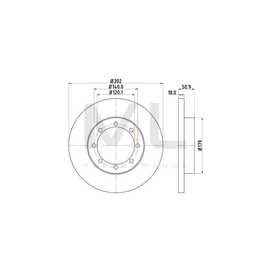 HELLA 8DD 355 117-281 Brake Disc Solid, without wheel hub, without wheel studs | ML Performance Car Parts