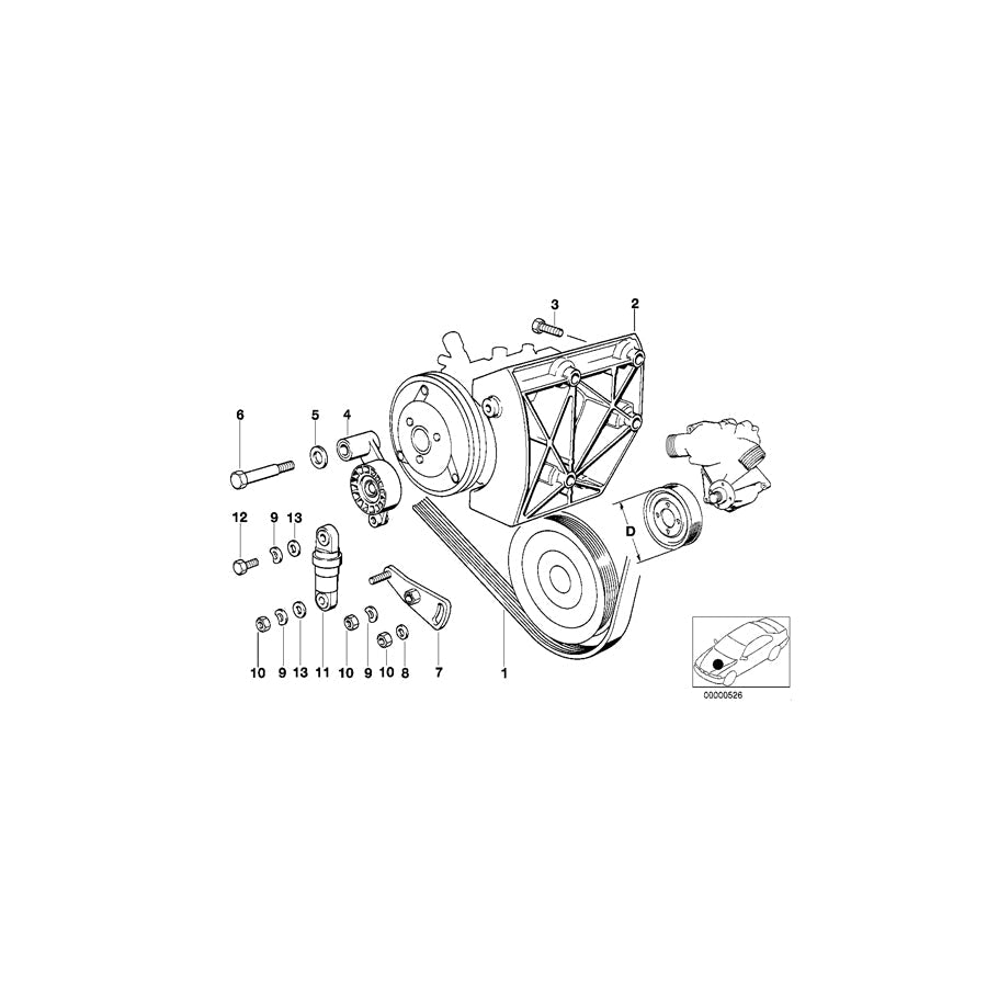 Genuine BMW 11281736972 E32 E31 Ribbed V-Belt 5K X 1190 (Inc. 750iL, 750iLS & 850Ci)