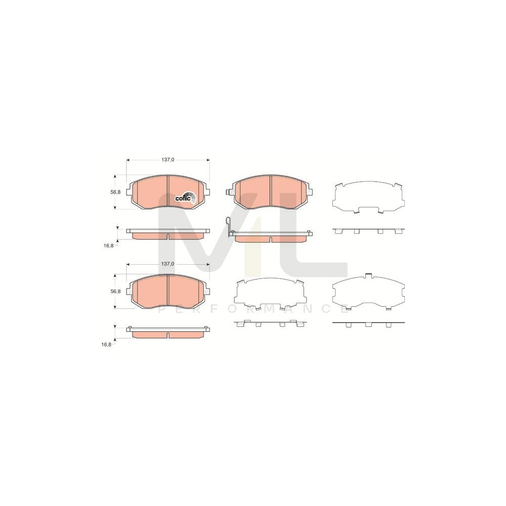 TRW Cotec Gdb3371 Brake Pad Set With Acoustic Wear Warning, With Accessories