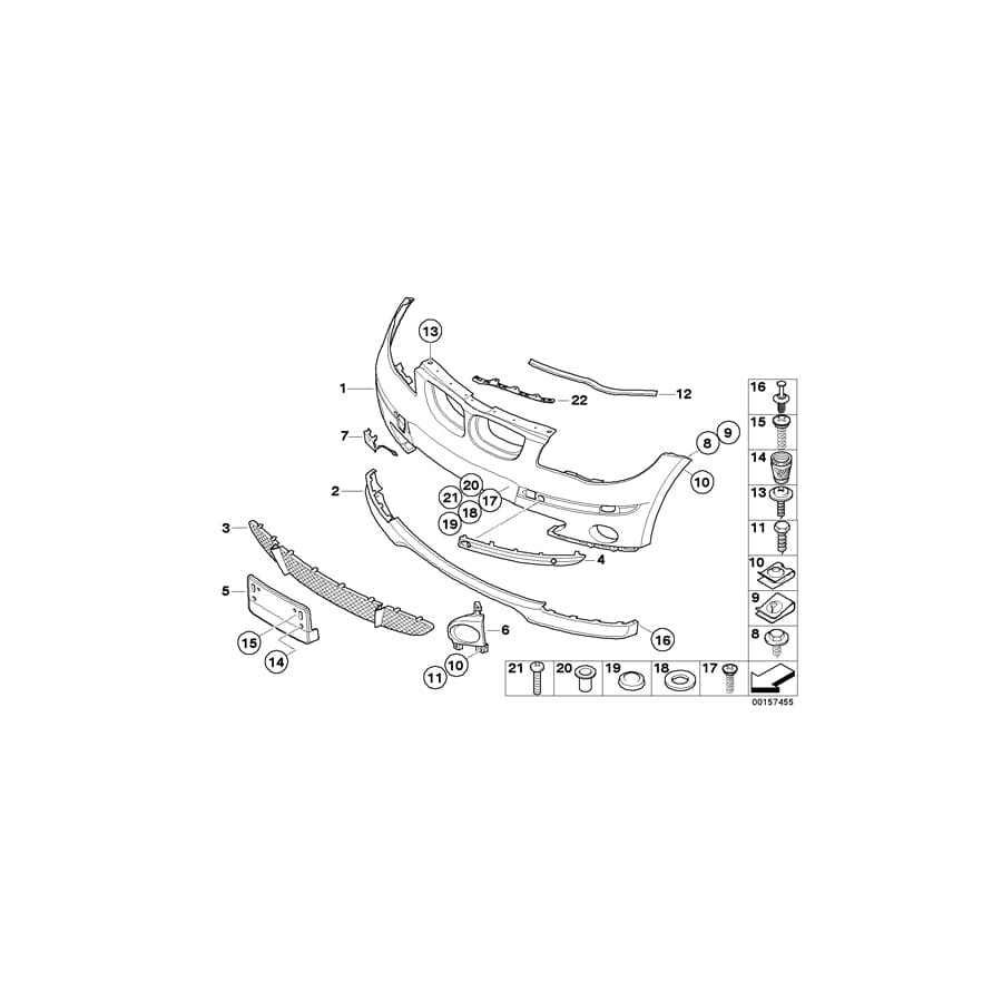 Genuine BMW 51117058457 E87 Protective Rubber Strip, Lft Frnt Bumper (Inc. 118d, 118i & 116i)