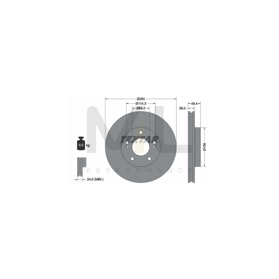 TEXTAR PRO 92179003 Brake Disc Internally Vented, Coated, without wheel hub, without wheel studs  - 1 piece