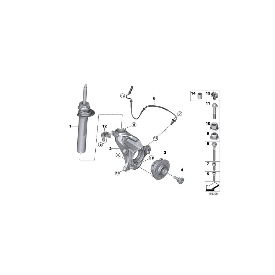 Genuine BMW 31306888336 F39 Front Right Spring Strut (Inc. X2 20d, X2 20i & X2 18d)