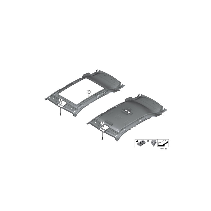 Genuine BMW 51447938232 G01 Headlining Panoramic Roof ELFENBEINWEISS (Inc. X3 30i, X3 30eX & X3 30iX)