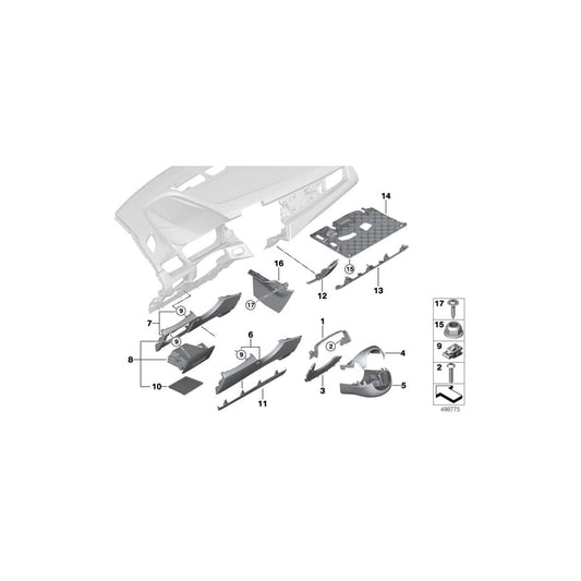 Genuine BMW 51459327330 F45 F46 Trim Cover, Centerstack, Pass. Side SCHWARZ (Inc. 214d, 220dX & 220i)