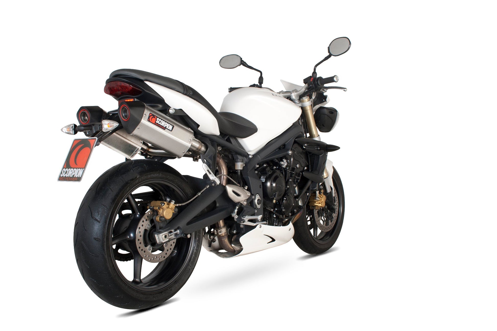 Scorpion RTR64SEO Triumph Street Triple 675 Serket Parallel Slip-On (Pair) - Brushed Stainless Steel Sleeve | ML Performance UK UK