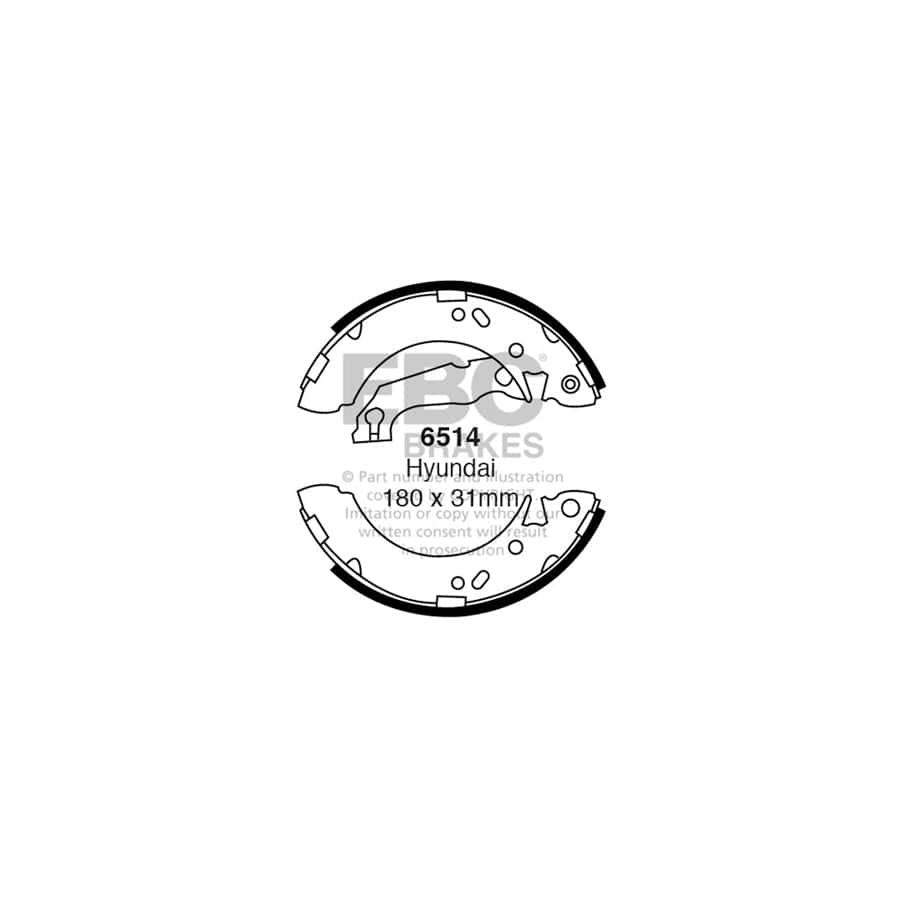 EBC 6514 Hyundai Accent Rear Brake Shoes 1 | ML Performance UK Car Parts
