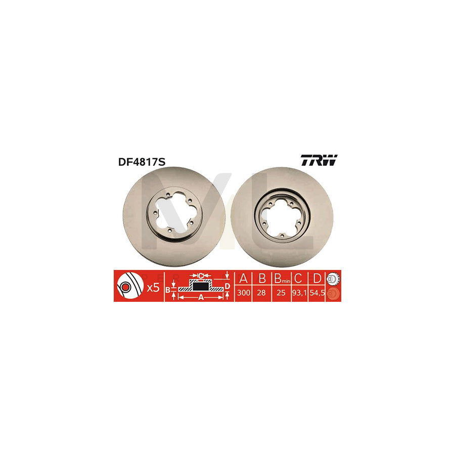 TRW DF4817S Brake Disc for FORD TRANSIT Vented  - 1 piece