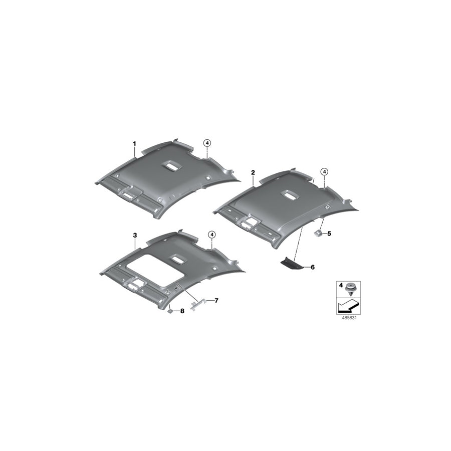 Genuine BMW 51447389089 Molded Headlining F Sliding Lifting Roof OYSTER (Inc. 435i, 430dX & 418i)